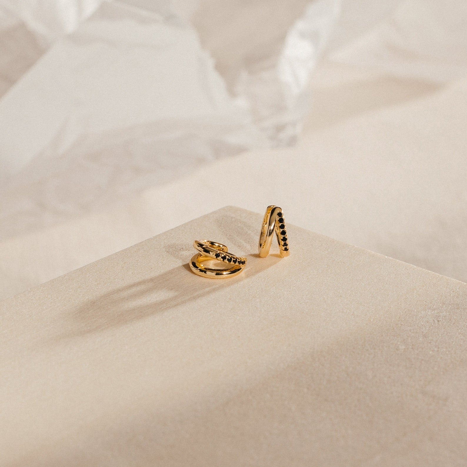 Elegant Simplicity: Onyx Duo Hoops